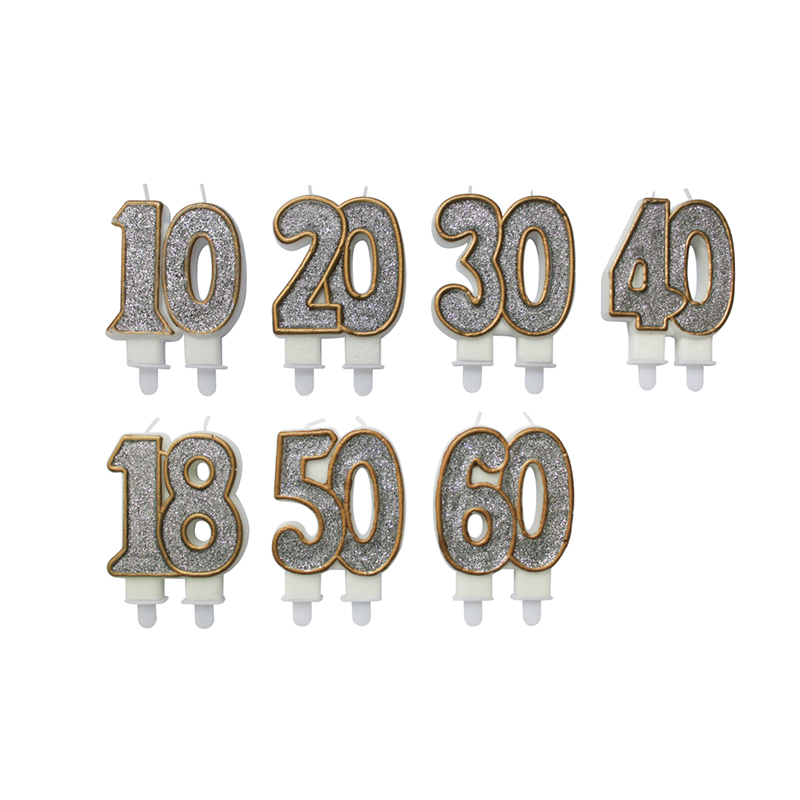 Gold edge glitter foam double number na kandila