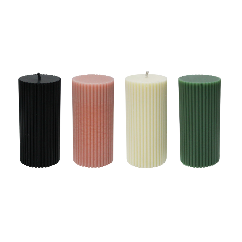 Ribbed pillar candle